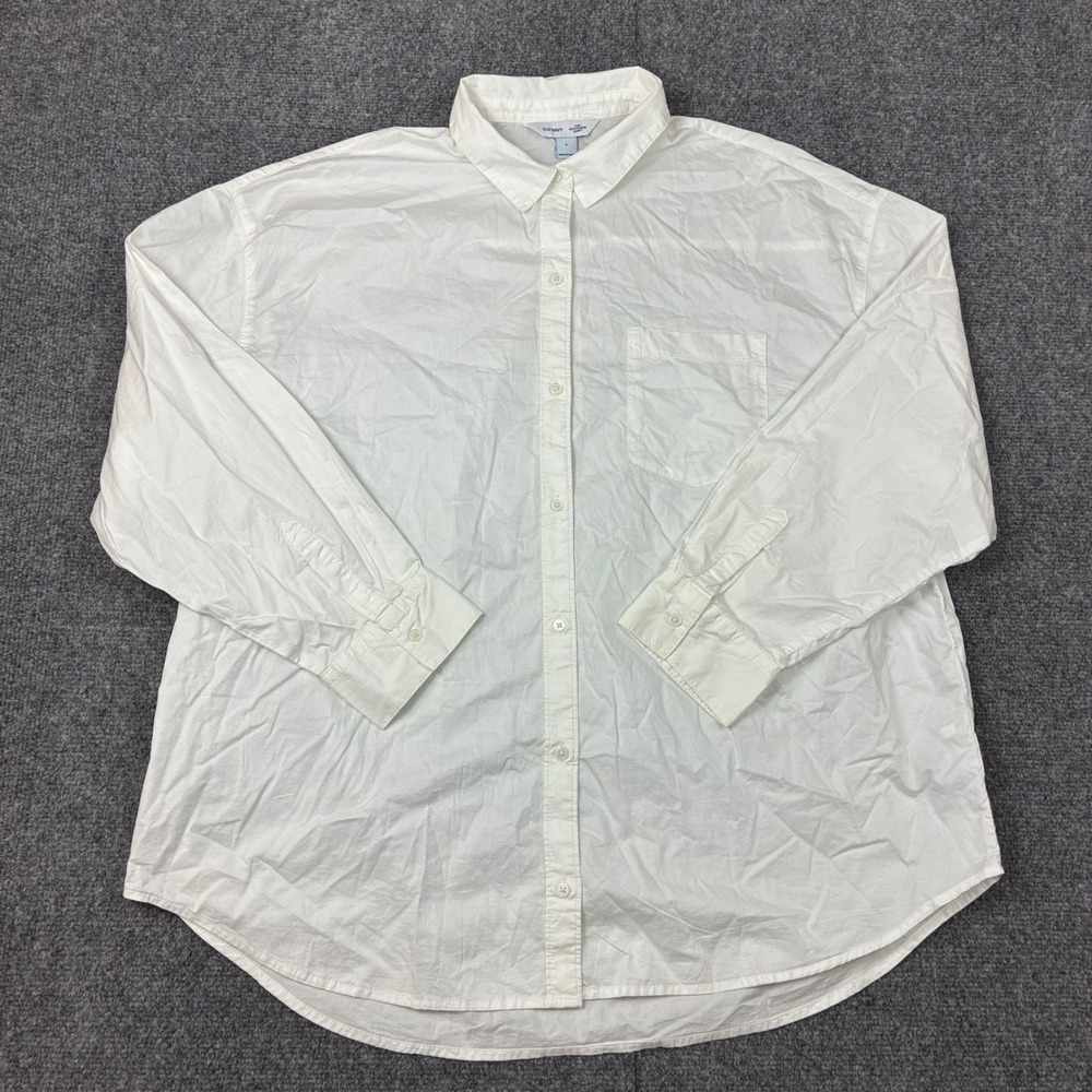 Old Navy The Boyfriend Shirt White Button Down Long Sleeve Cotton Top Large
